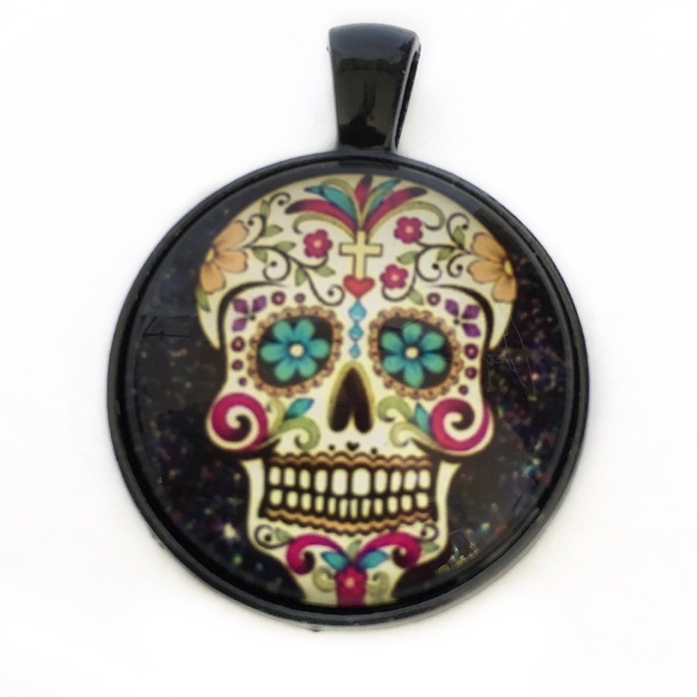 Sugar Skull Glass Necklace - Picture 2 of 8